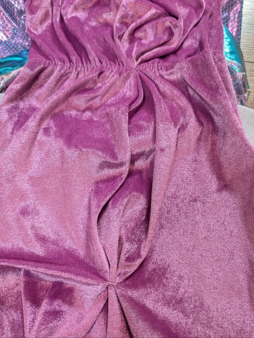 Kids Mermaid Halloween Costume Dress Up Cosplay Seashell Shimmery Teal & Purple